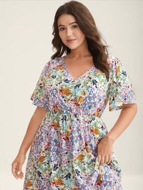 BloomChic Floral Print Cinch-Waist Midi Dress — Multicolor